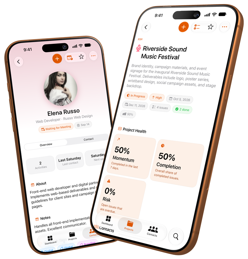 Clients app running on two iPhones